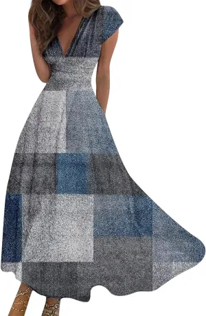 Women's Loose Fit Maxi Dresses Chiffon Daily Swing Casual 2025 Mature Outdoor Fashion Ruffled Short Dress