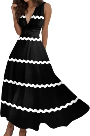 Women's Loose Fit Pleated Dresses V Neck Daily Swing Casual Ruffle 2025 Short Sleeve Fashion Drawstring Floral Dress