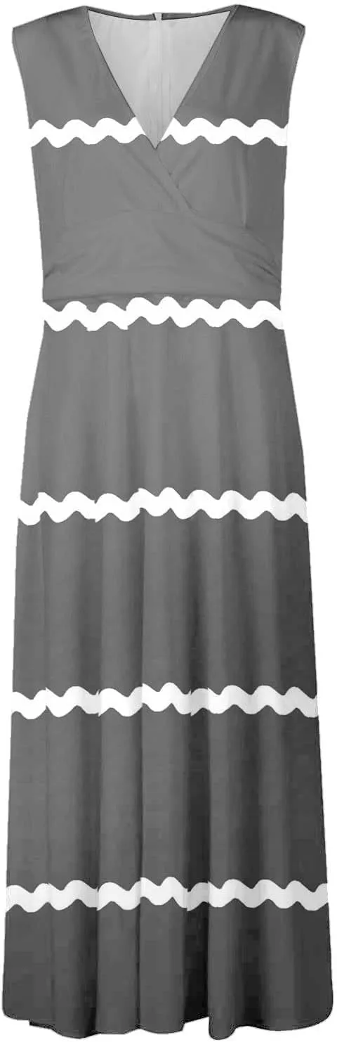 Women's Loose Fit Pleated Dresses V Neck Daily Swing Casual Ruffle 2025 Short Sleeve Fashion Drawstring Floral Dress