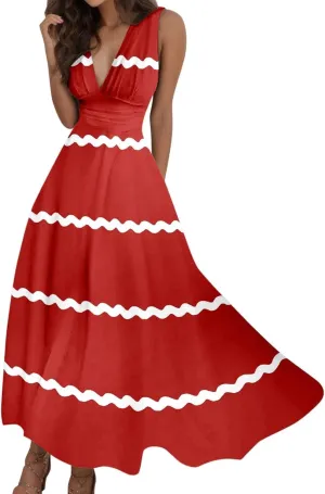 Women's Loose Fit Pleated Dresses V Neck Daily Swing Casual Ruffle 2025 Short Sleeve Fashion Drawstring Floral Dress
