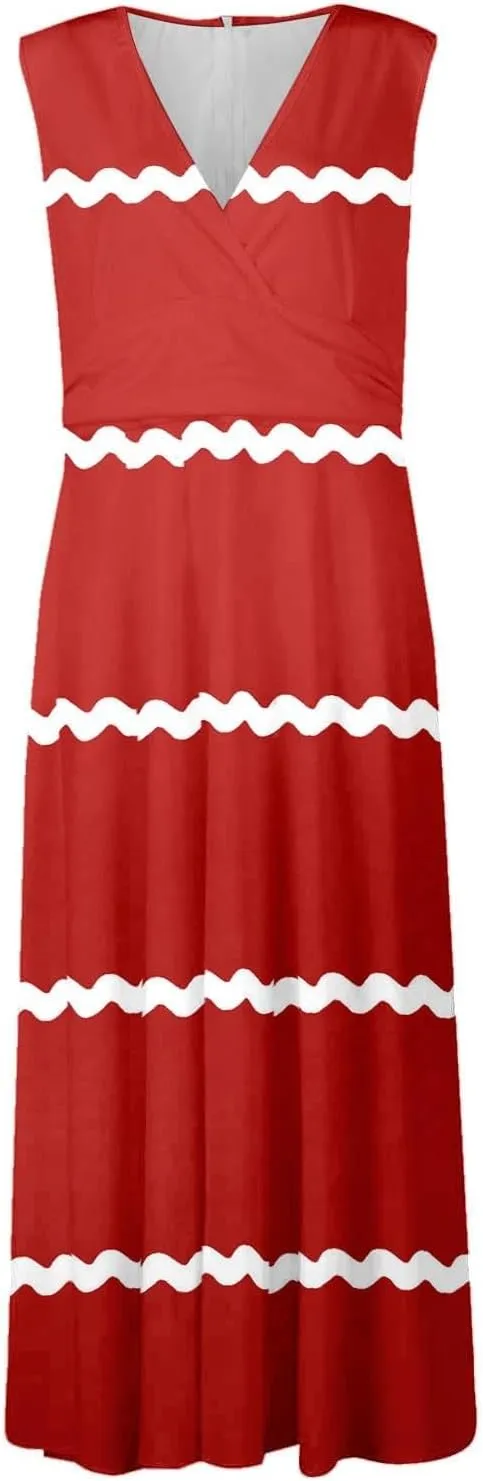 Women's Loose Fit Pleated Dresses V Neck Daily Swing Casual Ruffle 2025 Short Sleeve Fashion Drawstring Floral Dress