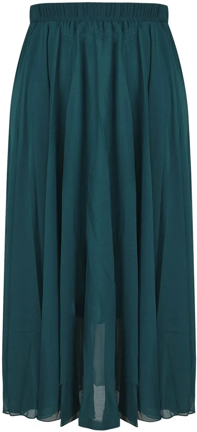 Women's Maxi Summer Skirts Chiffon A Line Flowy Skirts Long Boho Beach Dress High Waisted Lyrical Dance Skirts