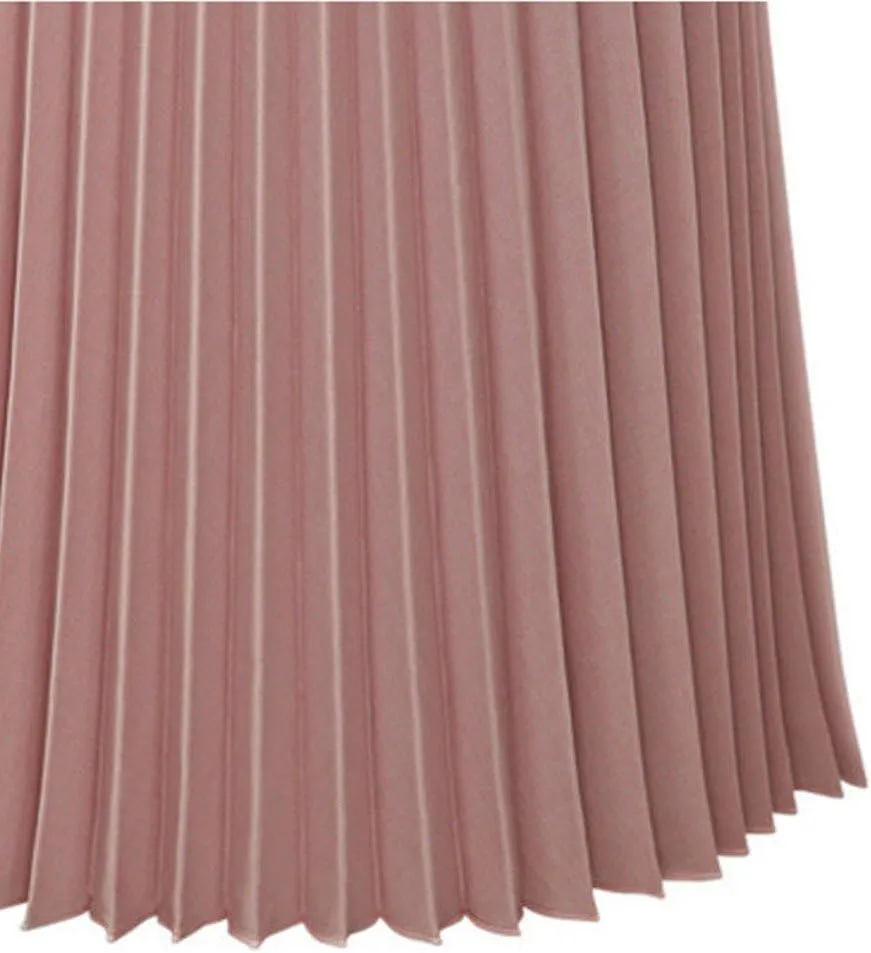 Womens Midi Length Pleated Skirt Solid Color High Waisted Elegant A-Line Skirts Casual Summer Skirt