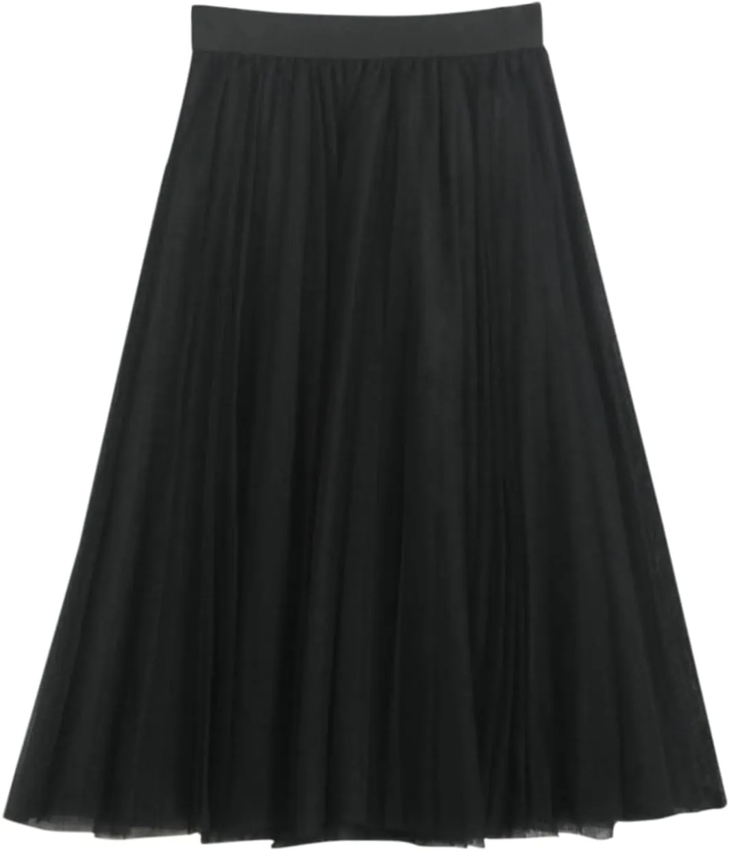 Womens Midi Skirts Summer Women's A Line Pleated Skirt Mid Long Skirt Ruffle Mesh Vintage Chiffon Midi Skirt for
