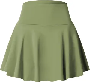 Womens Skirt for Summer Running Sports High Elastic Waist Tennis Mini Skirts with Liner Ruffle Hem Athletic Shorts