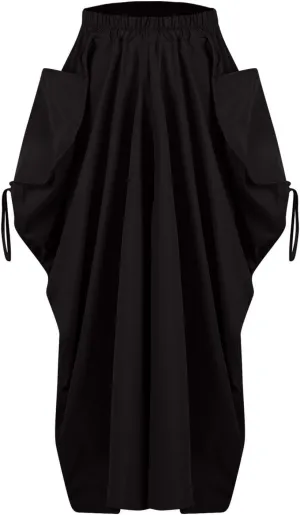 Women's Skirts 2025 Summer Fashion Bohemian Style Loose Pocket Midi Skirt Casual High Waisted Solid Color Skirt
