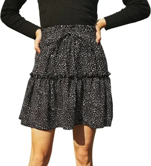 Women's Summer High Waist Ruffle Tiered Mini Skirt Printed A line Beach Cute Ballet Skirts Spring Dresses Mini
