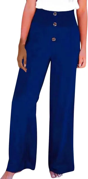 Womens Summer Linen Palazzo Pants Lounge Loose High Waist Trousers Solid Color Comfy Pants 2025 Trendy Casual Joggers