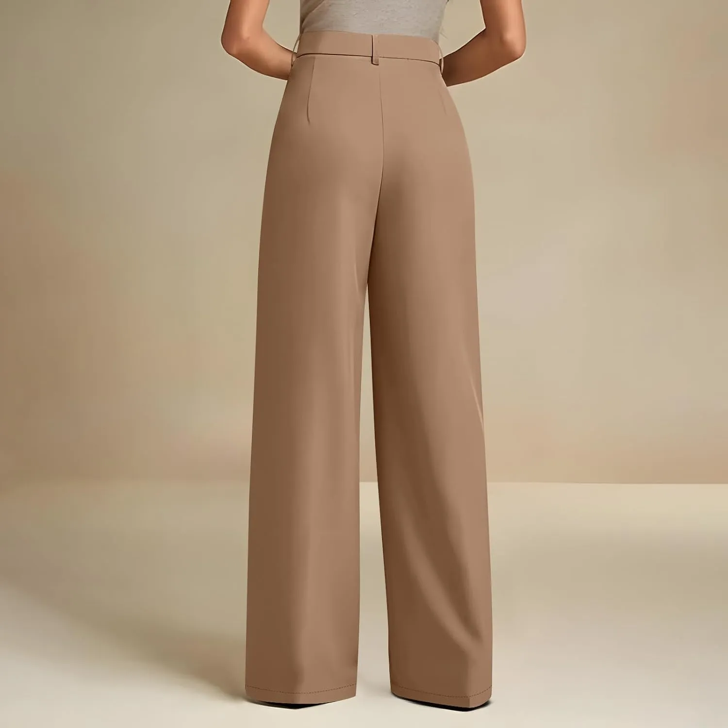 Women's Wide Leg Dress Pants Dressy Casual High Elastic Waisted Business Work Office Trousers Wide Leg Palazzo Pants