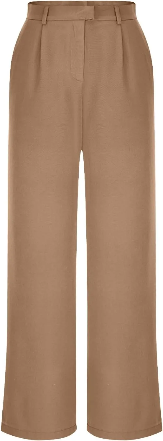 Women's Wide Leg Dress Pants Dressy Casual High Elastic Waisted Business Work Office Trousers Wide Leg Palazzo Pants