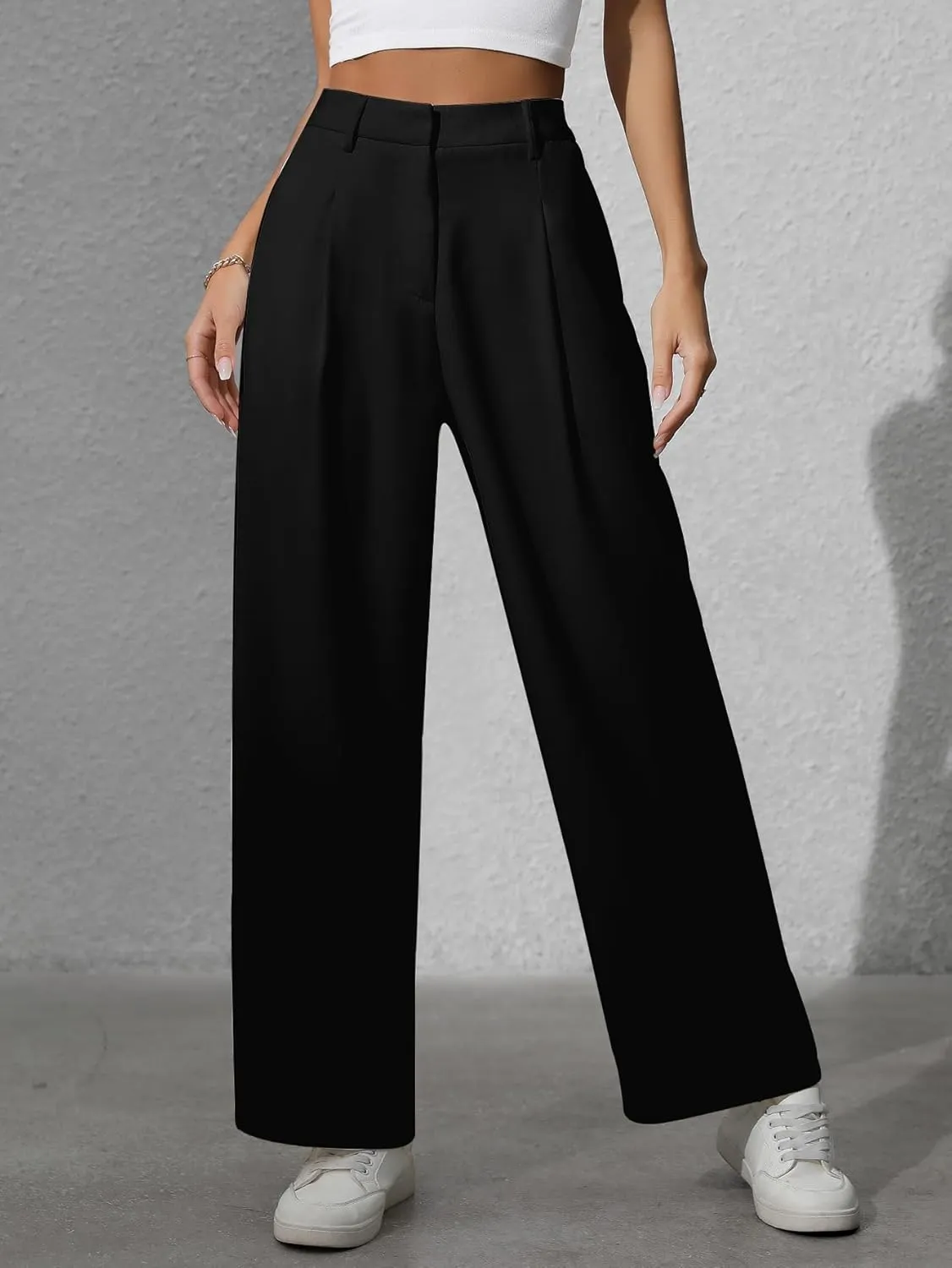 Women's Wide Leg High Waist Loose Palazzo Office Pants with Pockets Work Pants for Women Business Casual