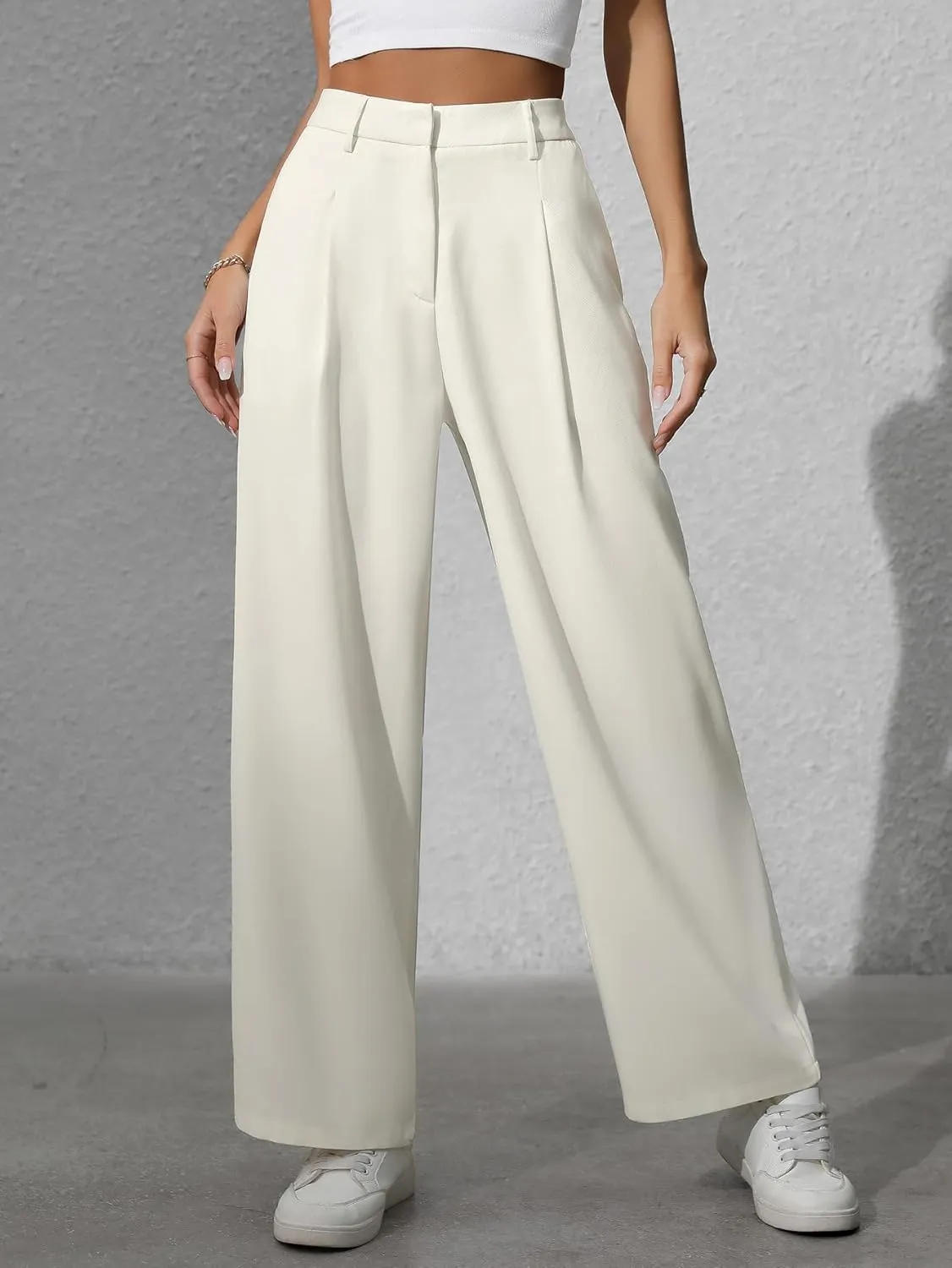 Women's Wide Leg High Waist Loose Palazzo Office Pants with Pockets Work Pants for Women Business Casual