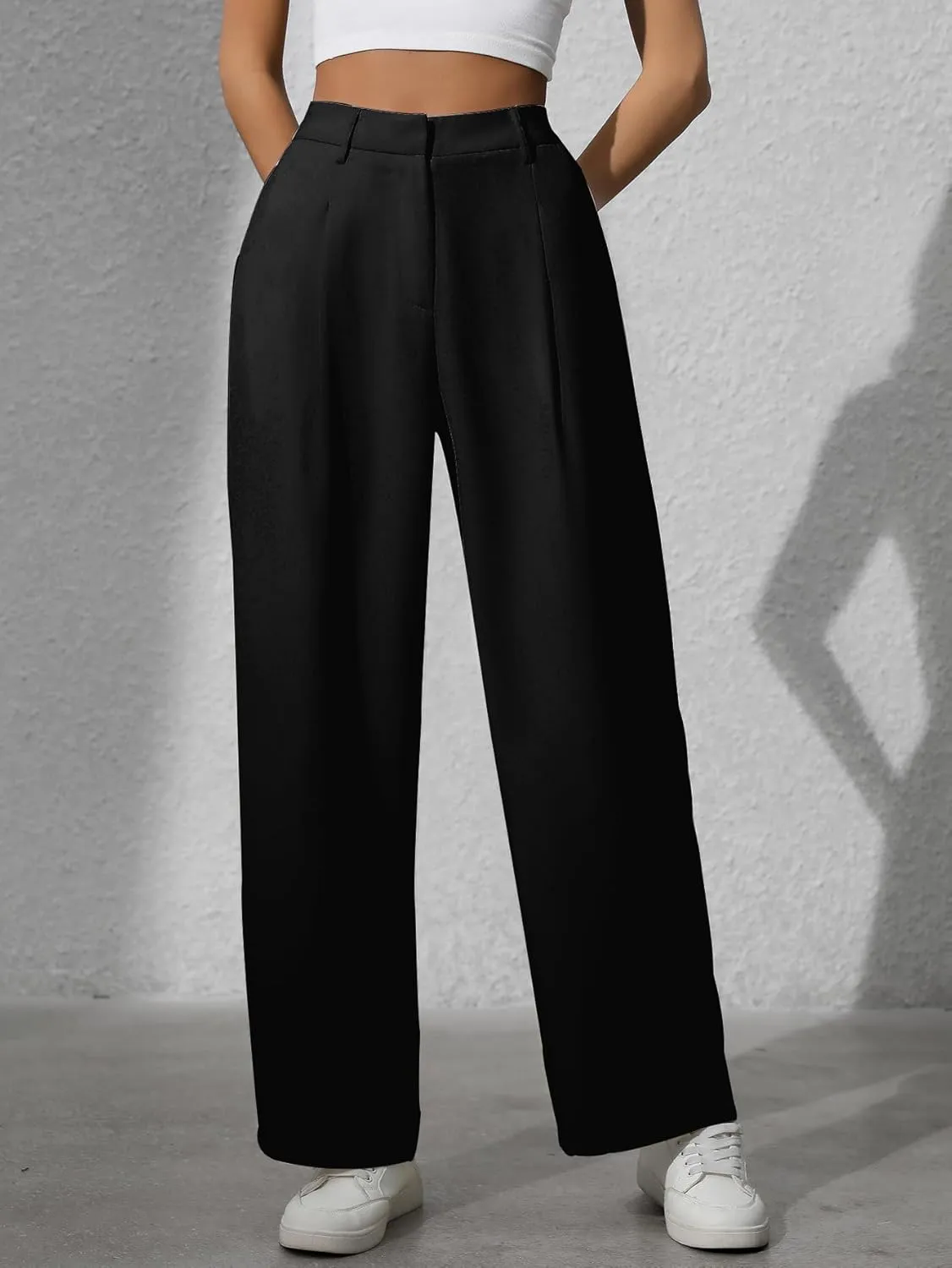 Women's Wide Leg High Waist Loose Palazzo Office Pants with Pockets Work Pants for Women Business Casual