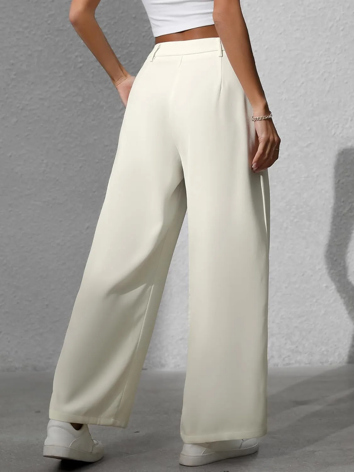 Women's Wide Leg High Waist Loose Palazzo Office Pants with Pockets Work Pants for Women Business Casual