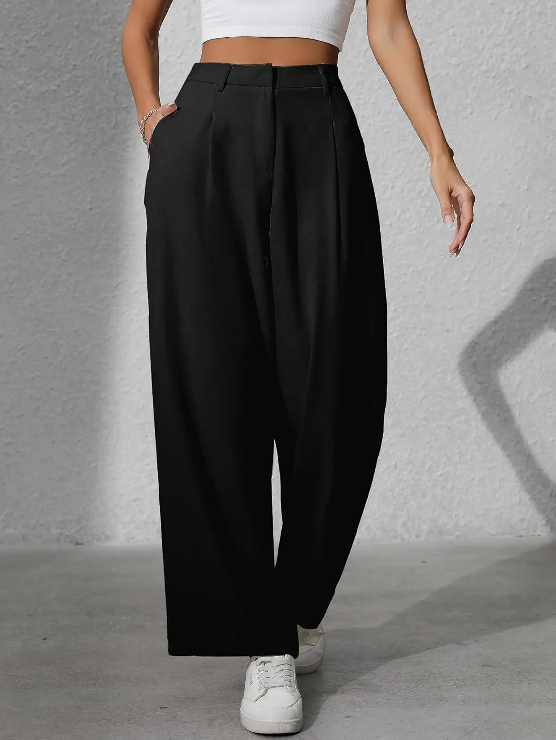 Women's Wide Leg High Waist Loose Palazzo Office Pants with Pockets Work Pants for Women Business Casual