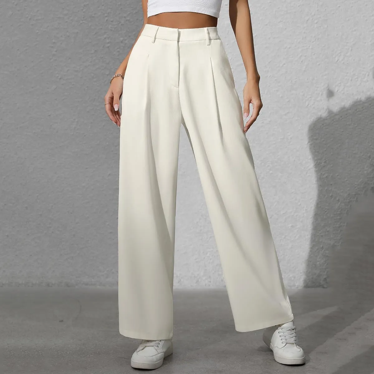 Women's Wide Leg High Waist Loose Palazzo Office Pants with Pockets Work Pants for Women Business Casual