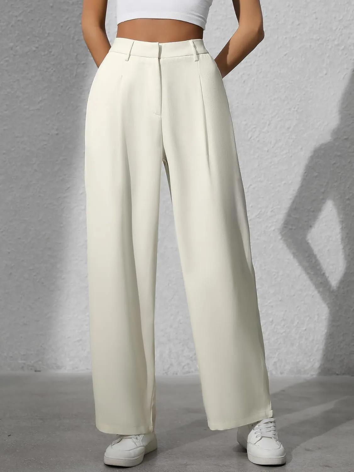 Women's Wide Leg High Waist Loose Palazzo Office Pants with Pockets Work Pants for Women Business Casual