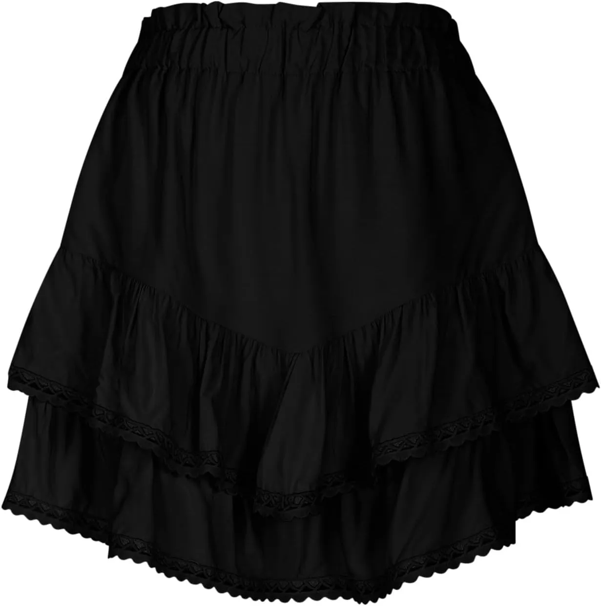 Women's Work Skirts Elegant Layered Ruffle Office Skirt High Waisted Solid Color Flowy Short Skirts Patchwork Skirt