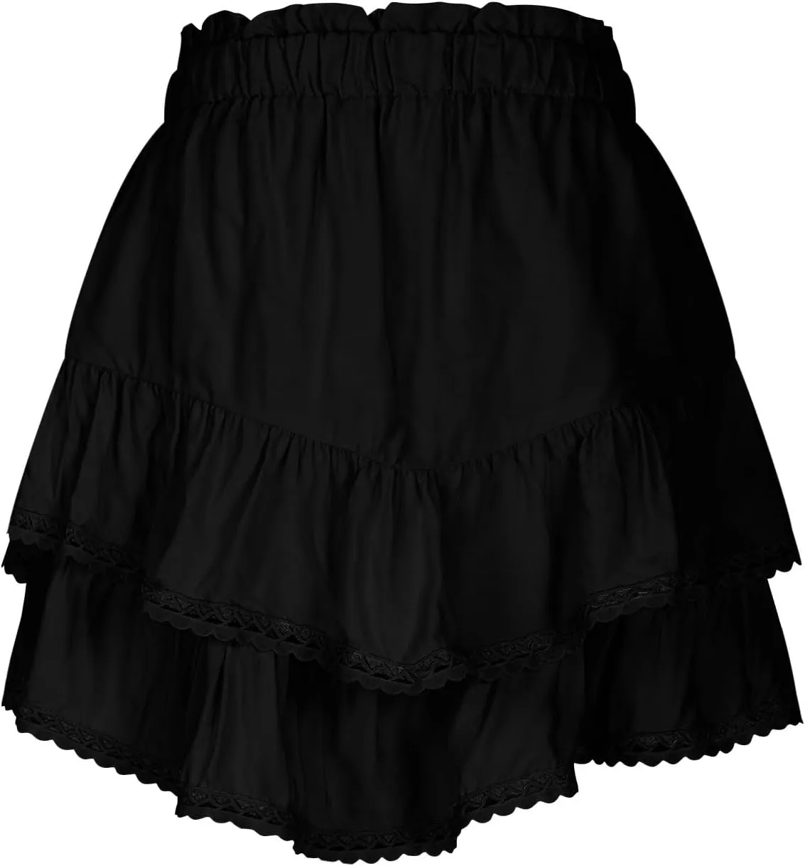 Women's Work Skirts Elegant Layered Ruffle Office Skirt High Waisted Solid Color Flowy Short Skirts Patchwork Skirt