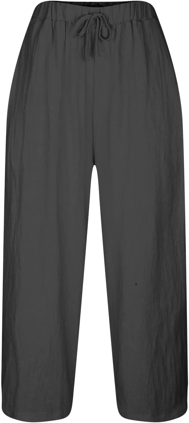 YRAETENM Linen Pants for Women Summer High Waisted Drawstring Lounge Pants Casual Loose Side Hollow Out Trousers with Pockets