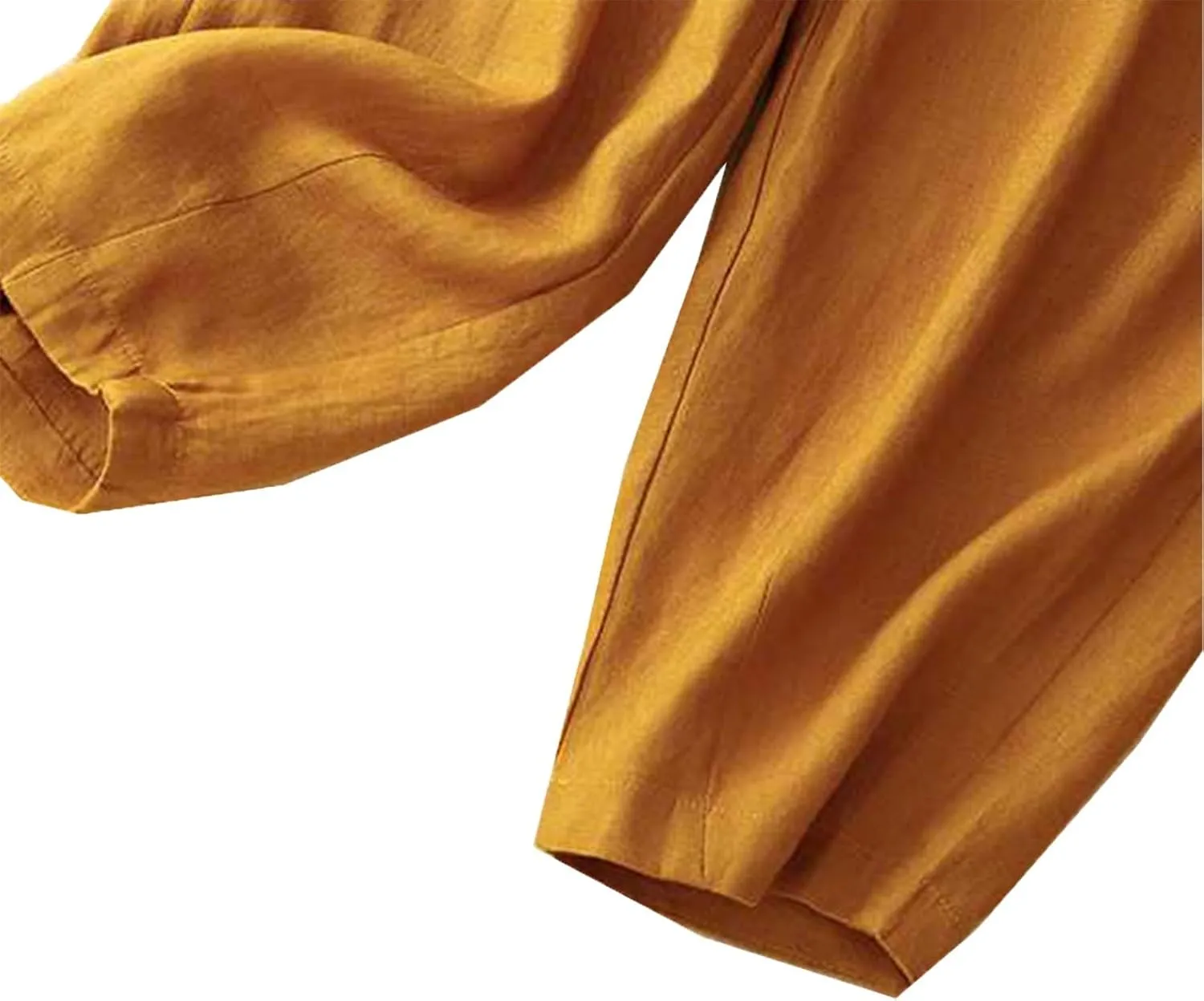 YRAETENM Wide Leg Pants for Women Baggy Elastic Waist Cotton Linen Pants Plus Size Palazzo Lounge Trousers with Pockets
