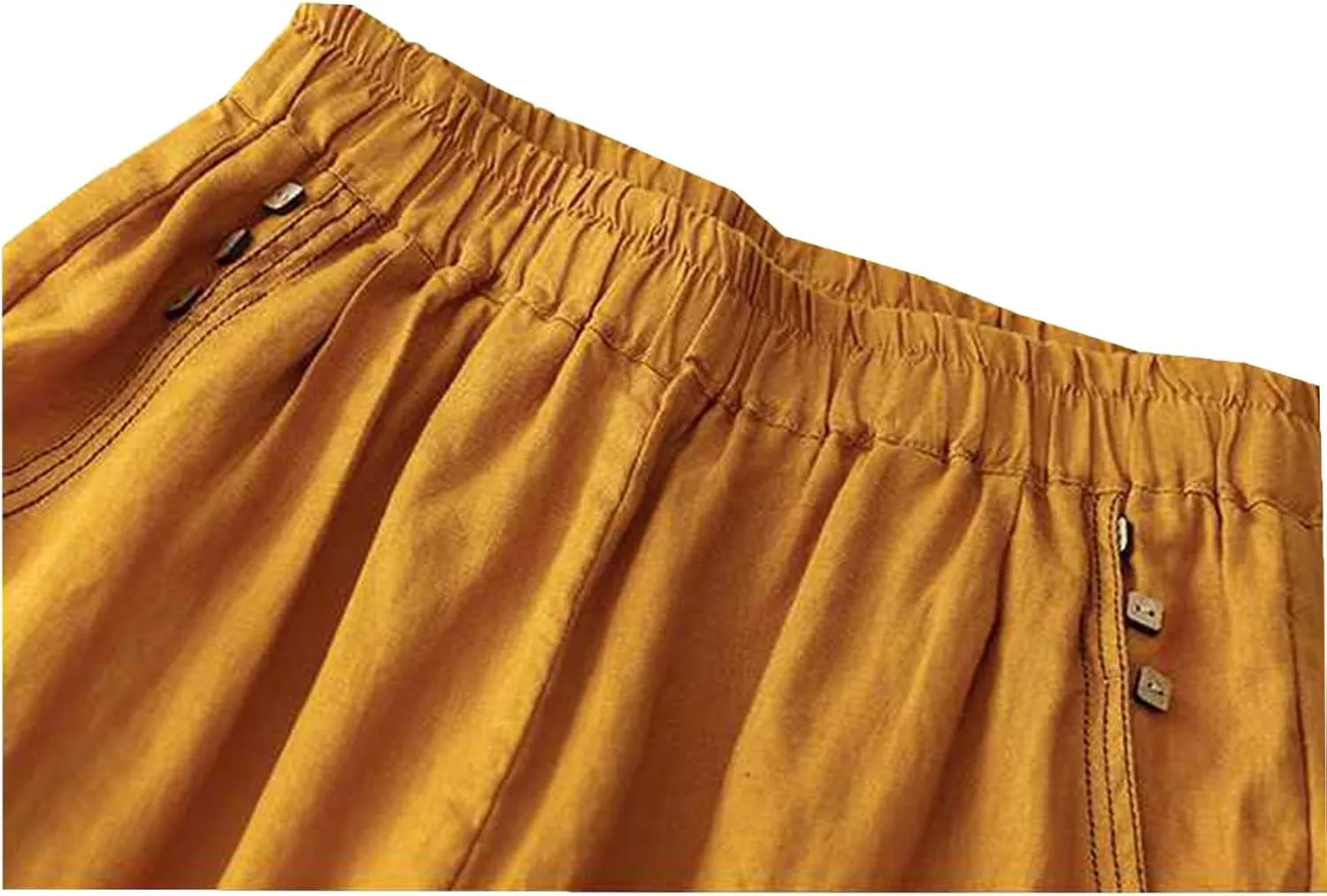 YRAETENM Wide Leg Pants for Women Baggy Elastic Waist Cotton Linen Pants Plus Size Palazzo Lounge Trousers with Pockets