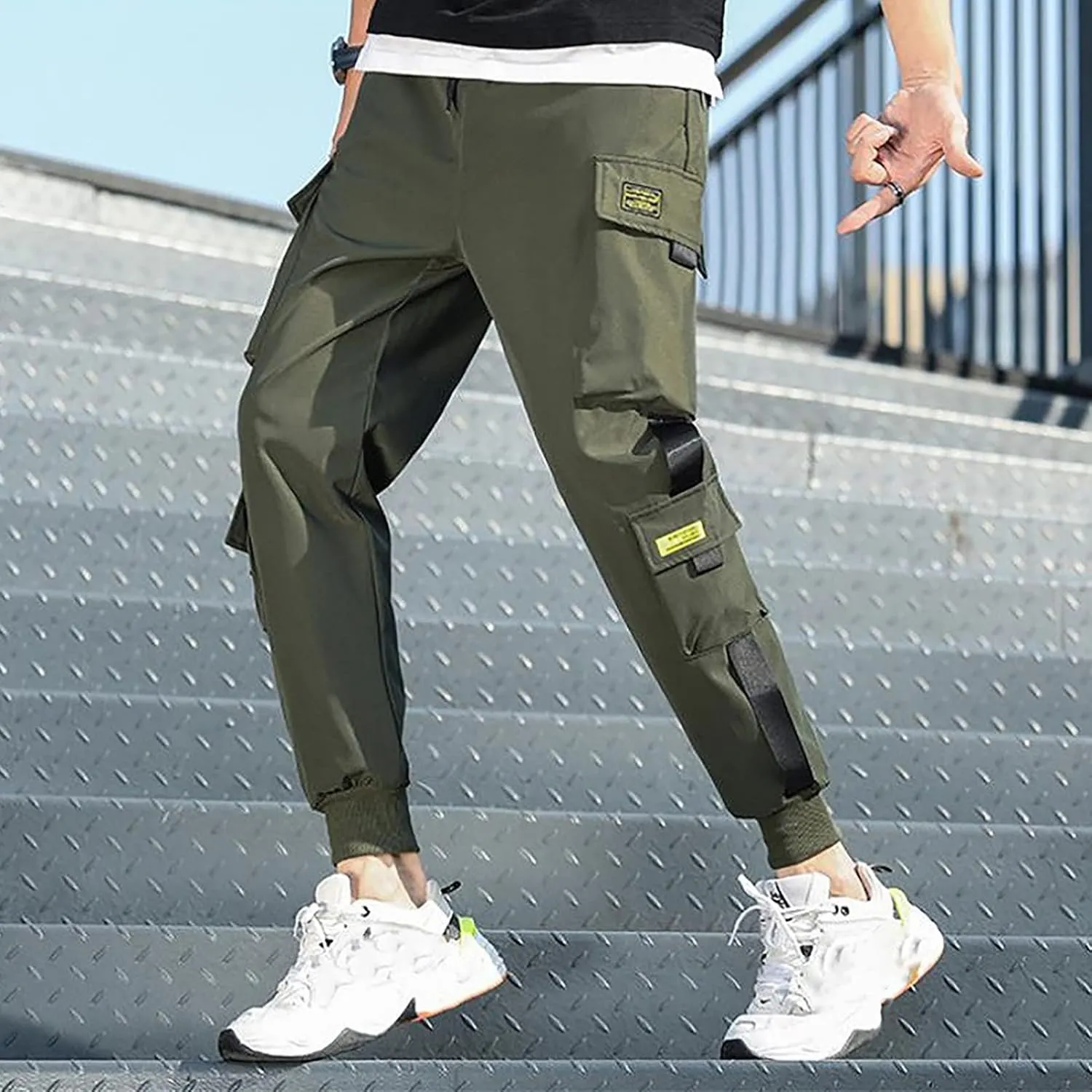 ZHUER Mens Chino Cargo Pants Slim Fit Casual Sport Jogger Pants Stretch Sweatpants Pockets Lightweight Outdoor Street Pants