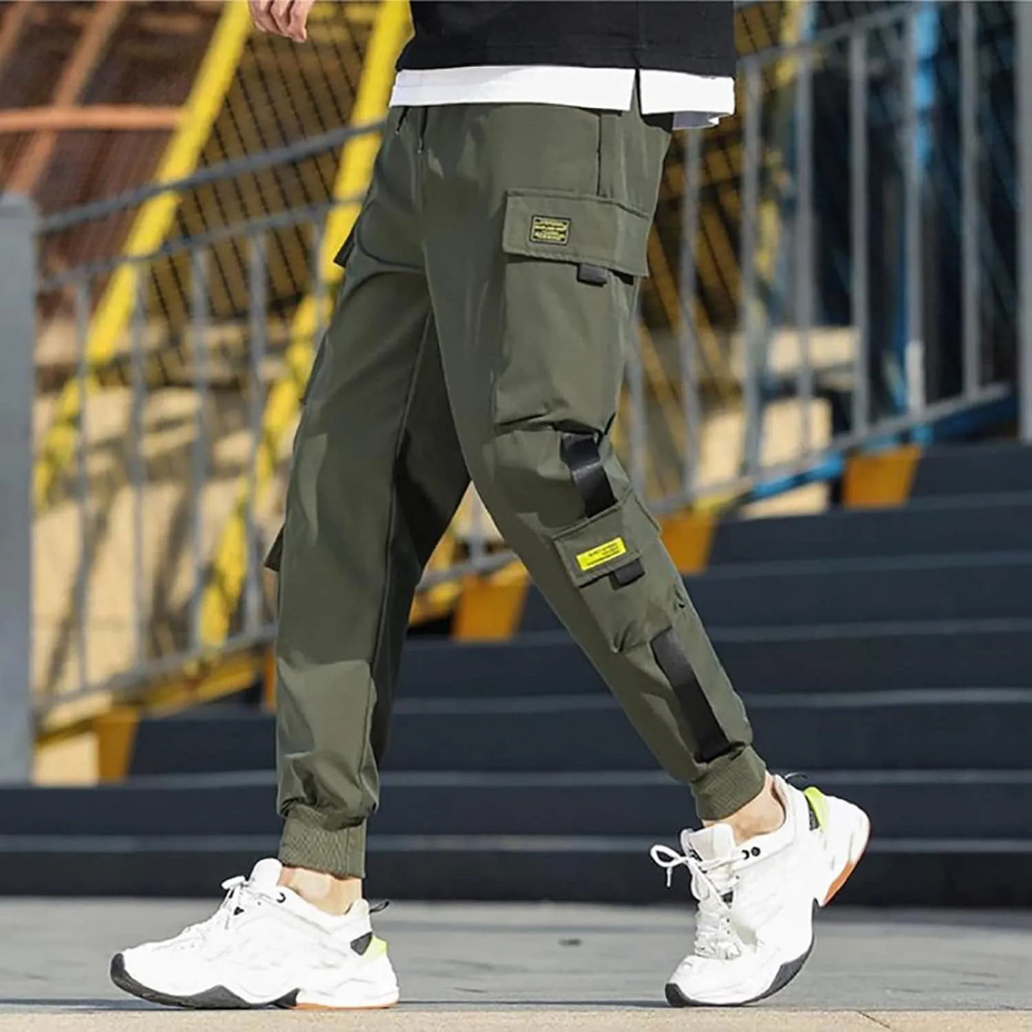 ZHUER Mens Chino Cargo Pants Slim Fit Casual Sport Jogger Pants Stretch Sweatpants Pockets Lightweight Outdoor Street Pants