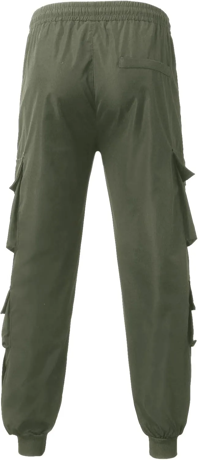 ZHUER Mens Chino Cargo Pants Slim Fit Casual Sport Jogger Pants Stretch Sweatpants Pockets Lightweight Outdoor Street Pants