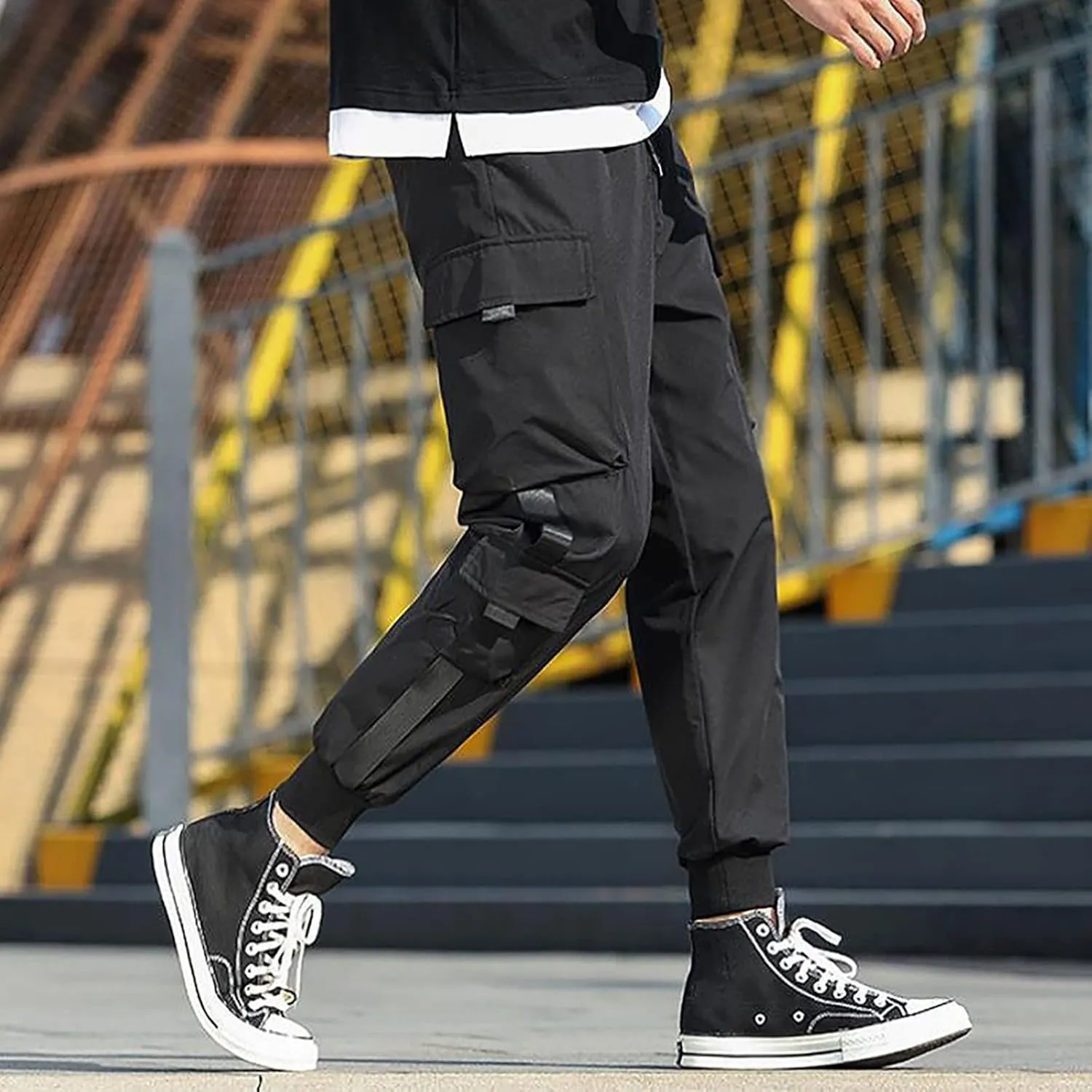 ZHUER Mens Chino Cargo Pants Slim Fit Casual Sport Jogger Pants Stretch Sweatpants Pockets Lightweight Outdoor Street Pants
